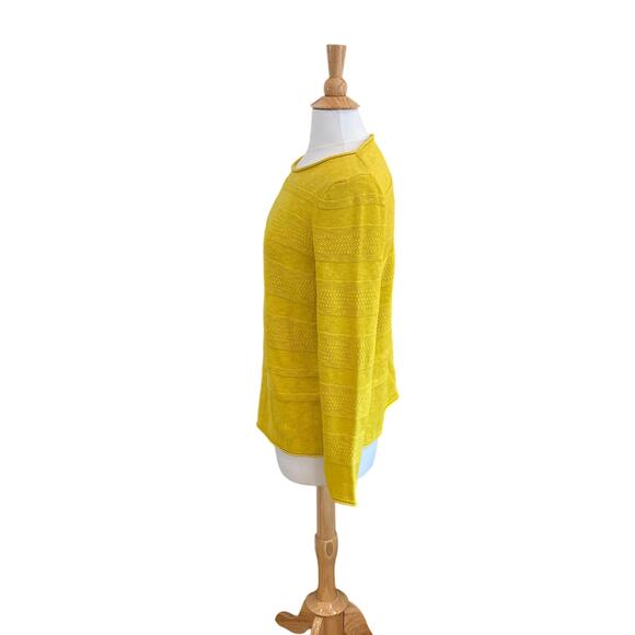 Marc O'Polo Yellow Cotton Linen Slub Knit Long Sleeve Sweater, Size L - Picture 3 of 13